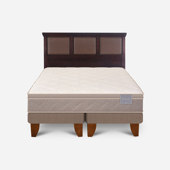 Cama Europea 2 Plazas Rilassati Base Dividida + Respaldo New Torino Choc