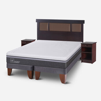 Cama Europea 2 Plazas Ortopedic Advance Base Dividida + Set Dubl&iacute;n Chocolate