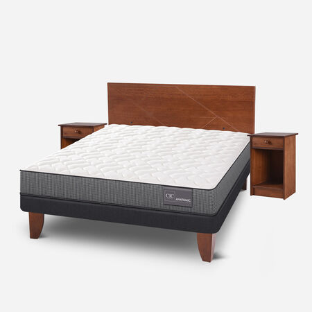 Cama Europea 2 Plazas Anatomic Base Normal + Set Villarrica