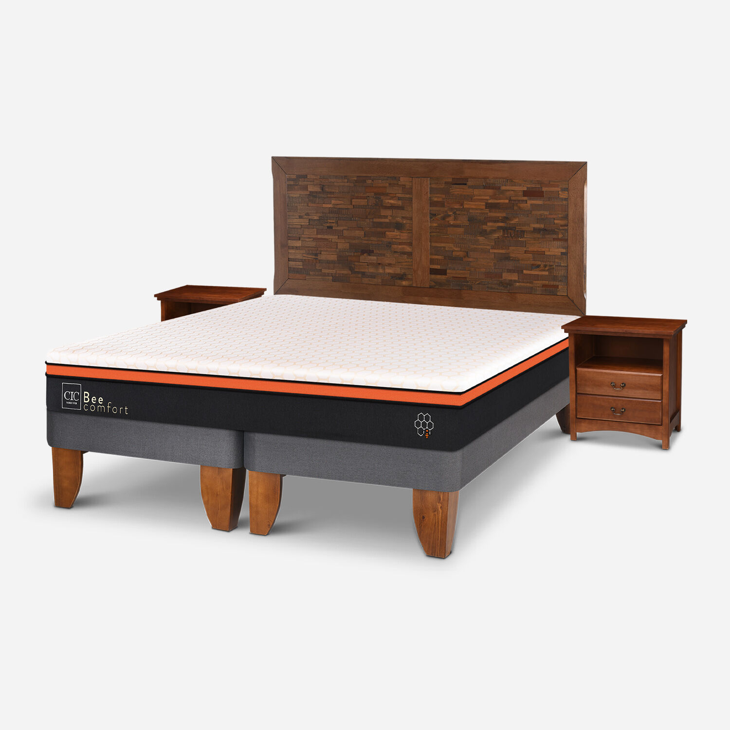 Cama Europea King Bee Comfort + Set Antique