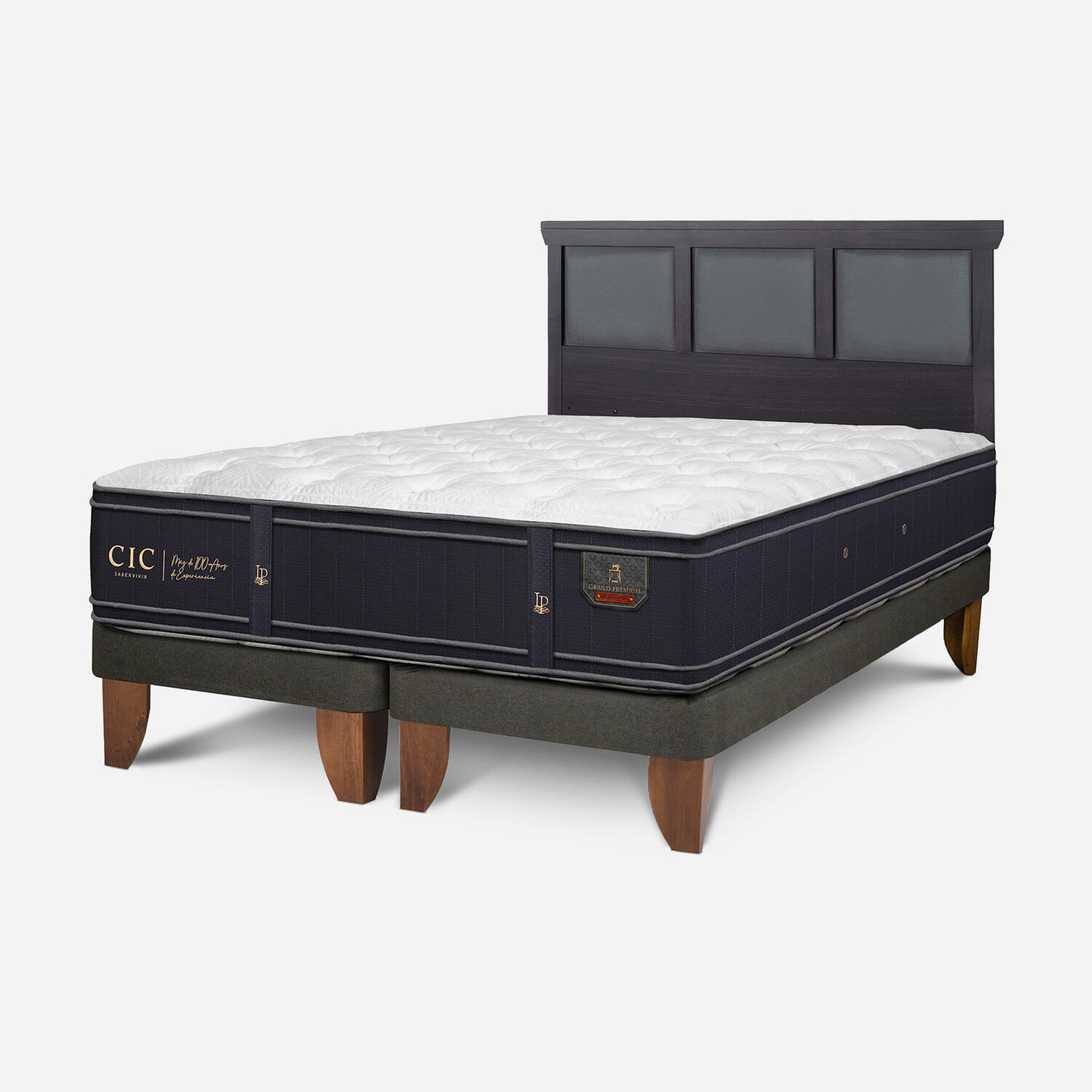 Cama Europea King Grand Premium + Respaldo Torino Negro
