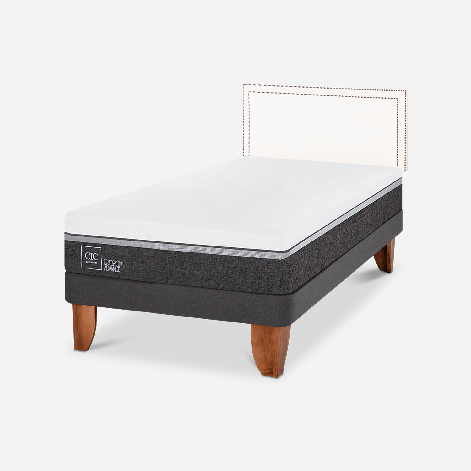 Cama Europea 1,5 Plazas Ortopedic Advance + Respaldo Danubio