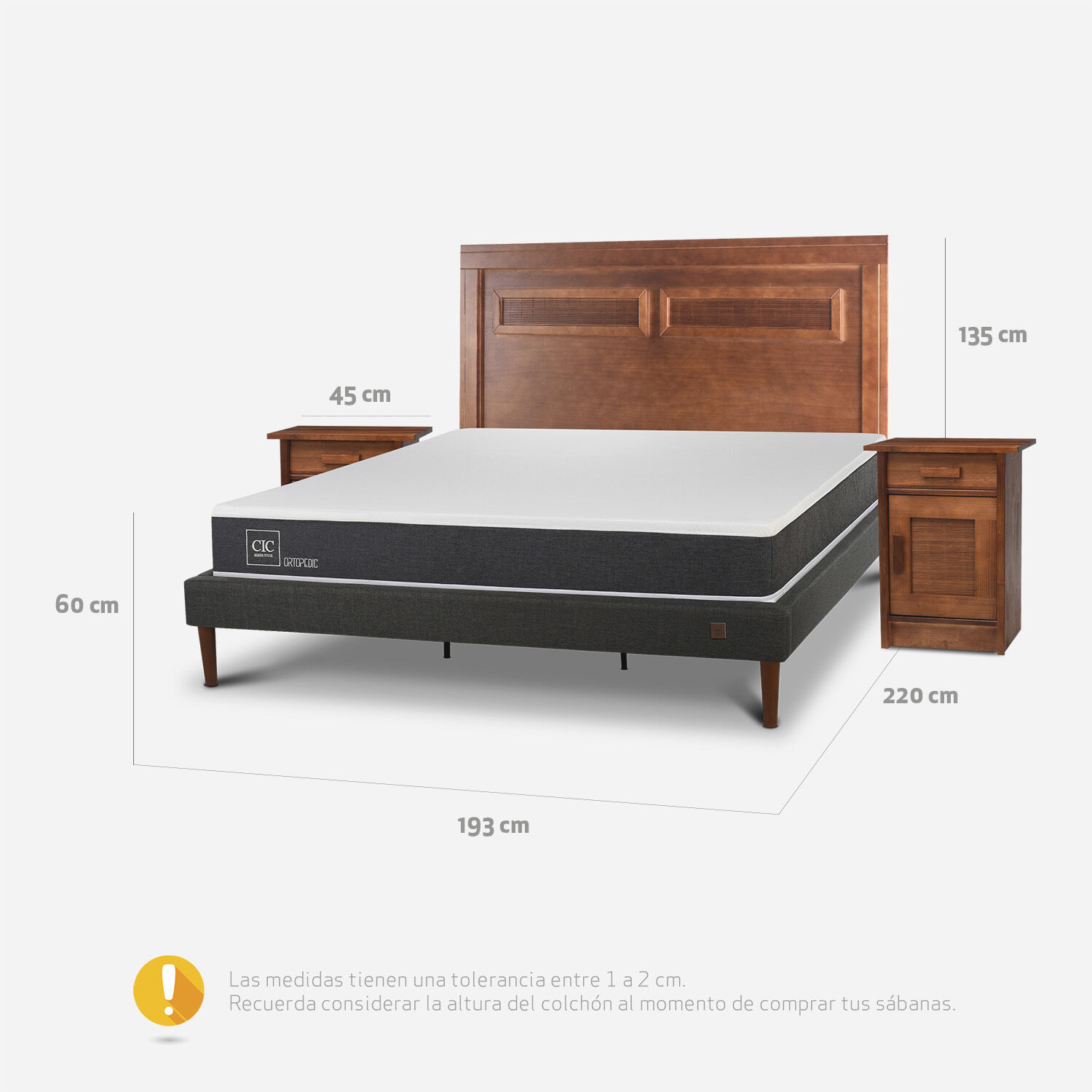 Cama Europea Curve King Ortopedic + Set Mil&aacute;n Caramel