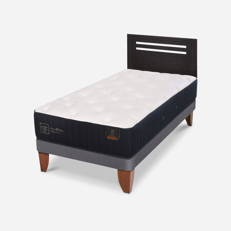 Cama Europea 1,5 Plazas Premium + Respaldo M&uacute;nich Negro