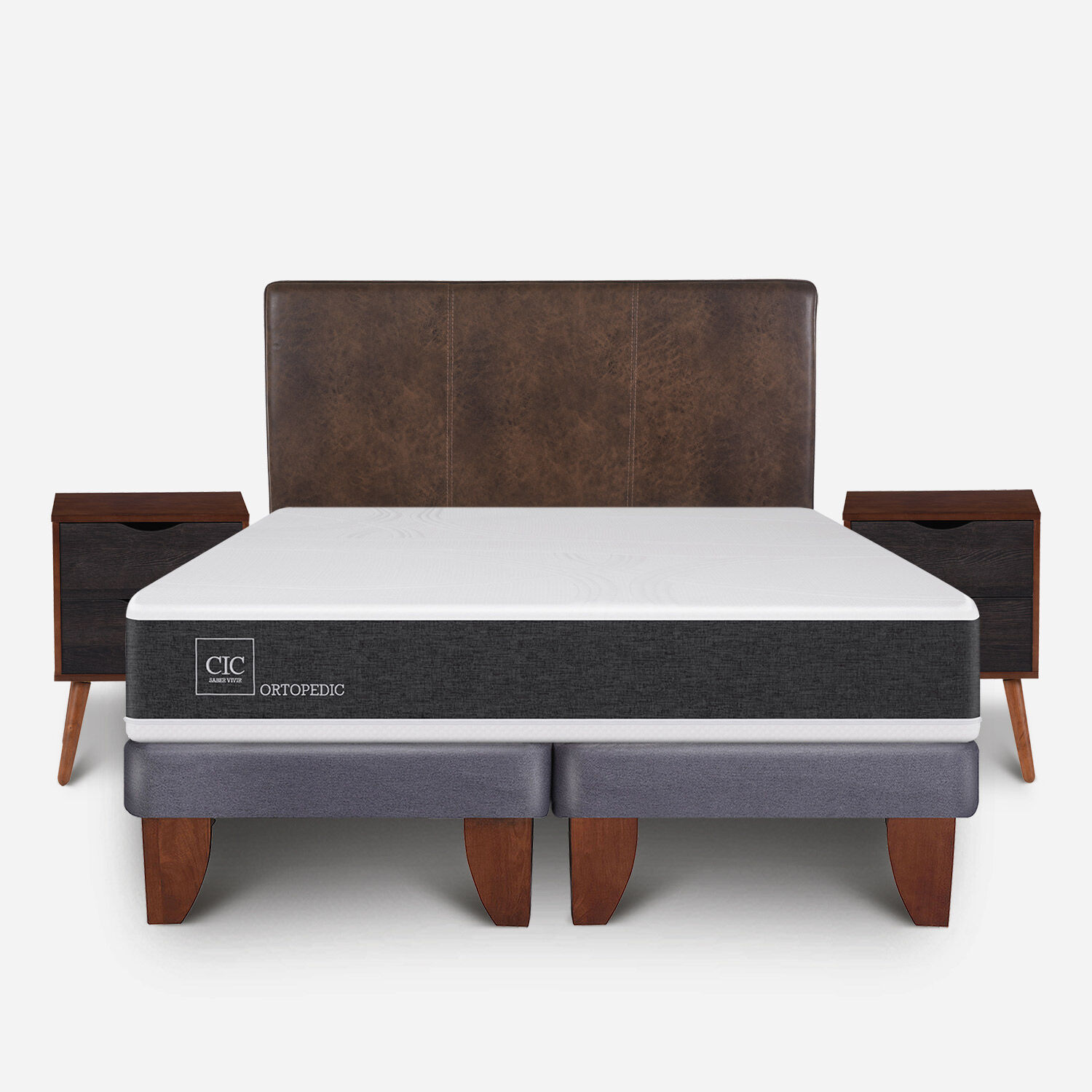Cama Europea 2 Plazas Ortopedic Base Dividida + Set Baker