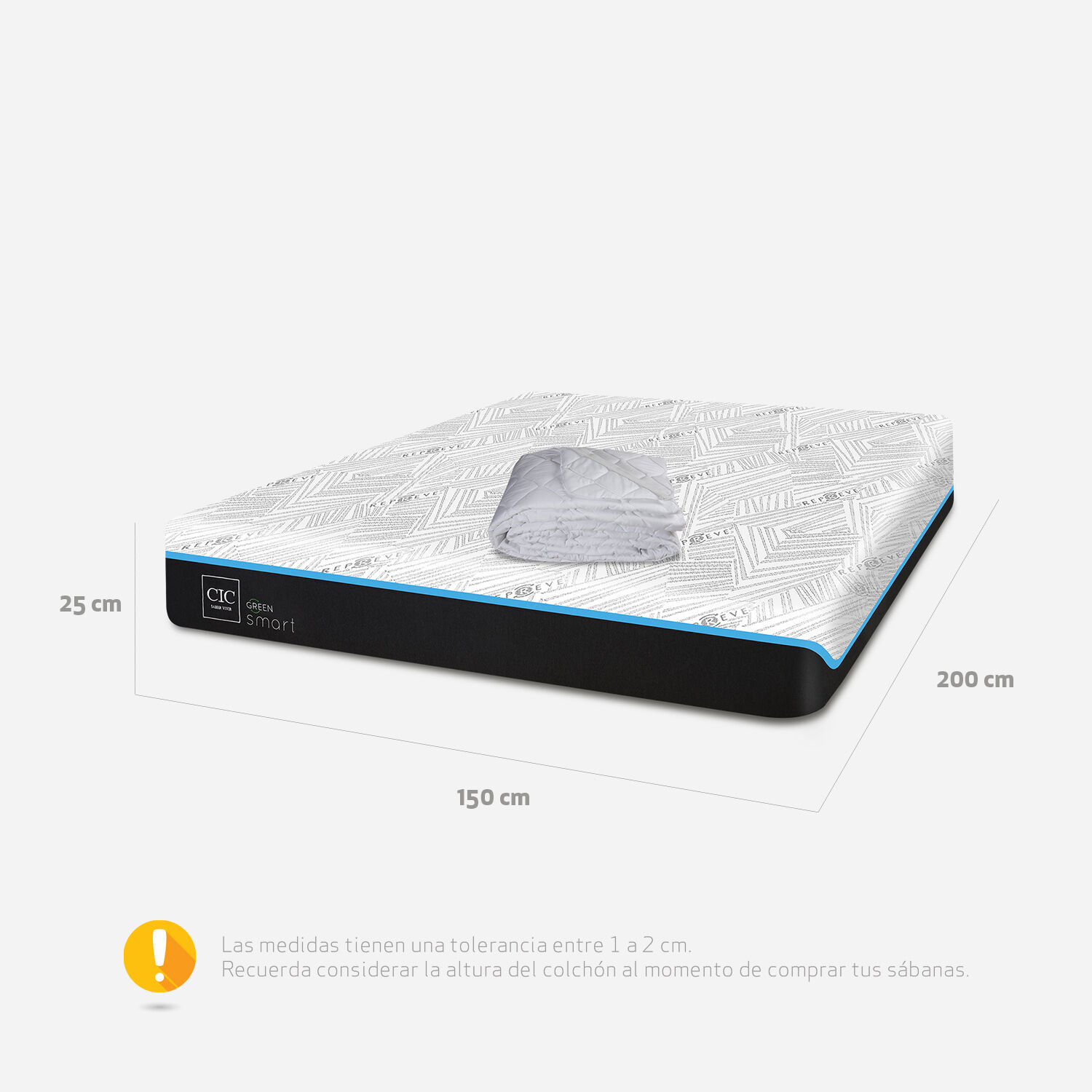 Colch&oacute;n 2 Plazas Infinity Green 150x200 + Cubrecolch&oacute;n