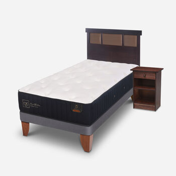 Cama Europea 1,5 Plazas Premium + Set Dubl&iacute;n Chocolate