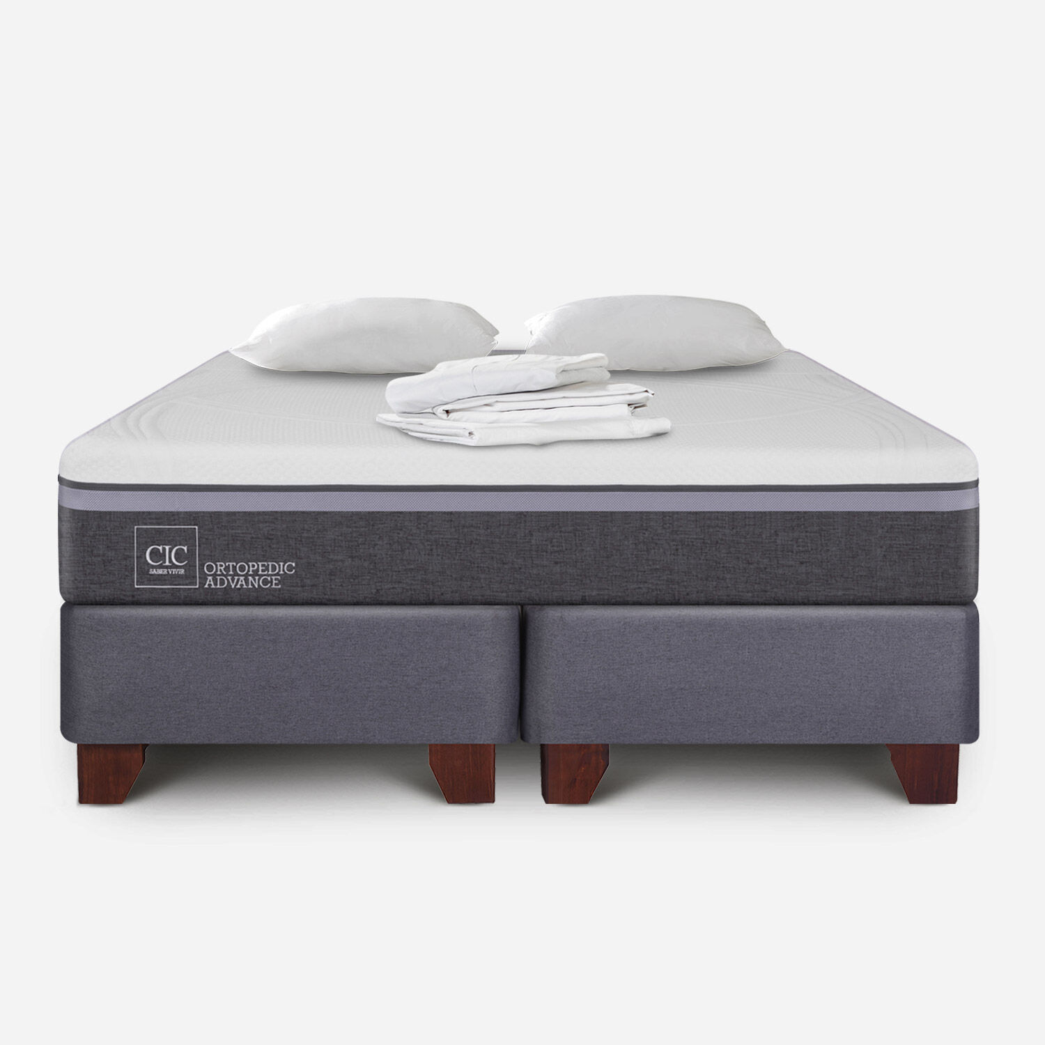 Box Spring King Ortopedic Advance + S&aacute;banas + Almohadas