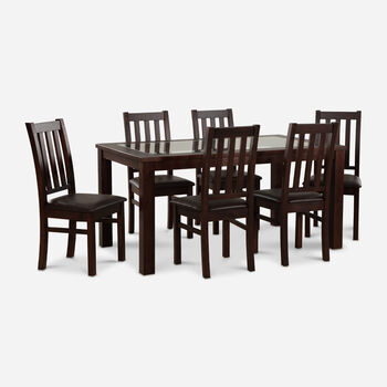 Comedor de Vidrio 6 Sillas Ñuble Chocolate - Pardo