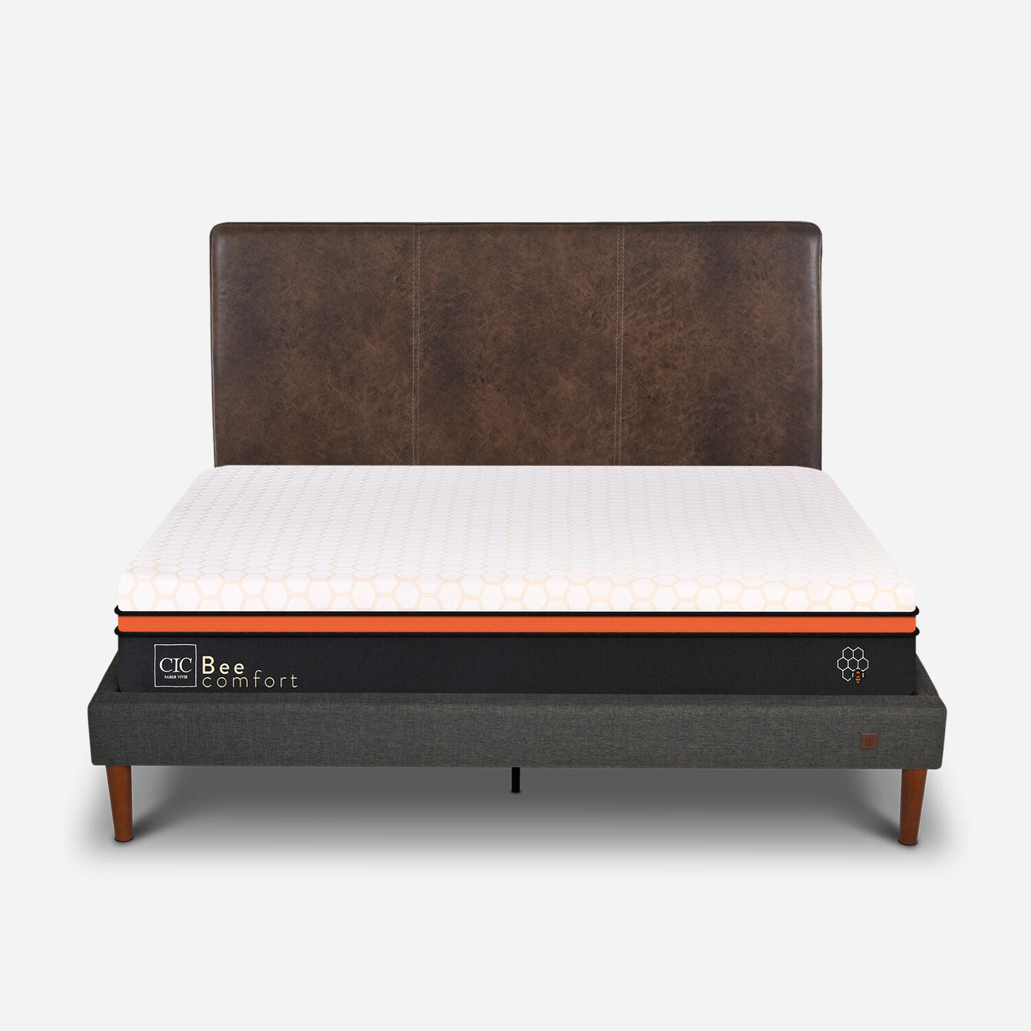 Cama Europea Curve 2 Plazas Bee Comfort + Respaldo Baker