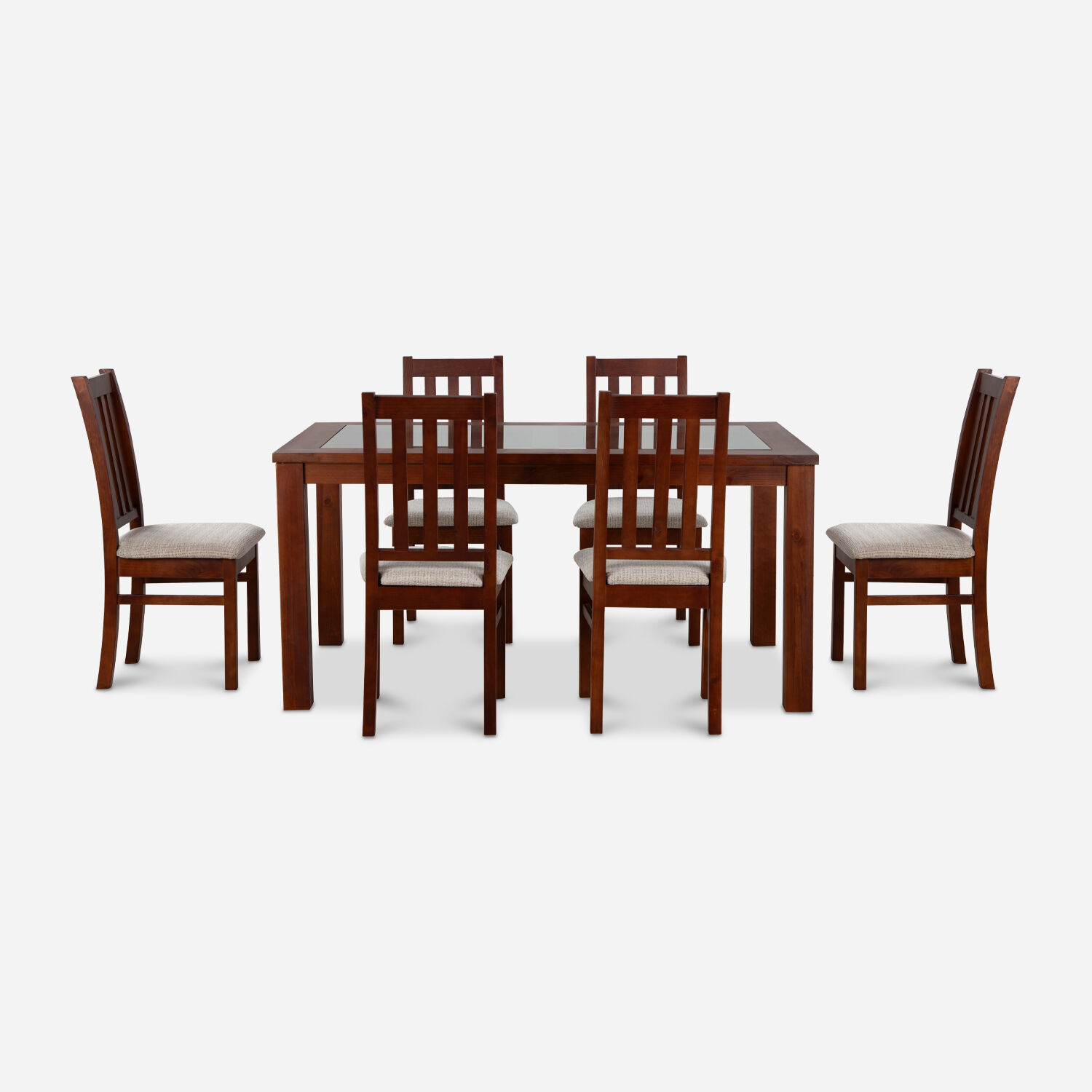 Comedor de Vidrio 6 Sillas Ñuble Caramelo - Beige