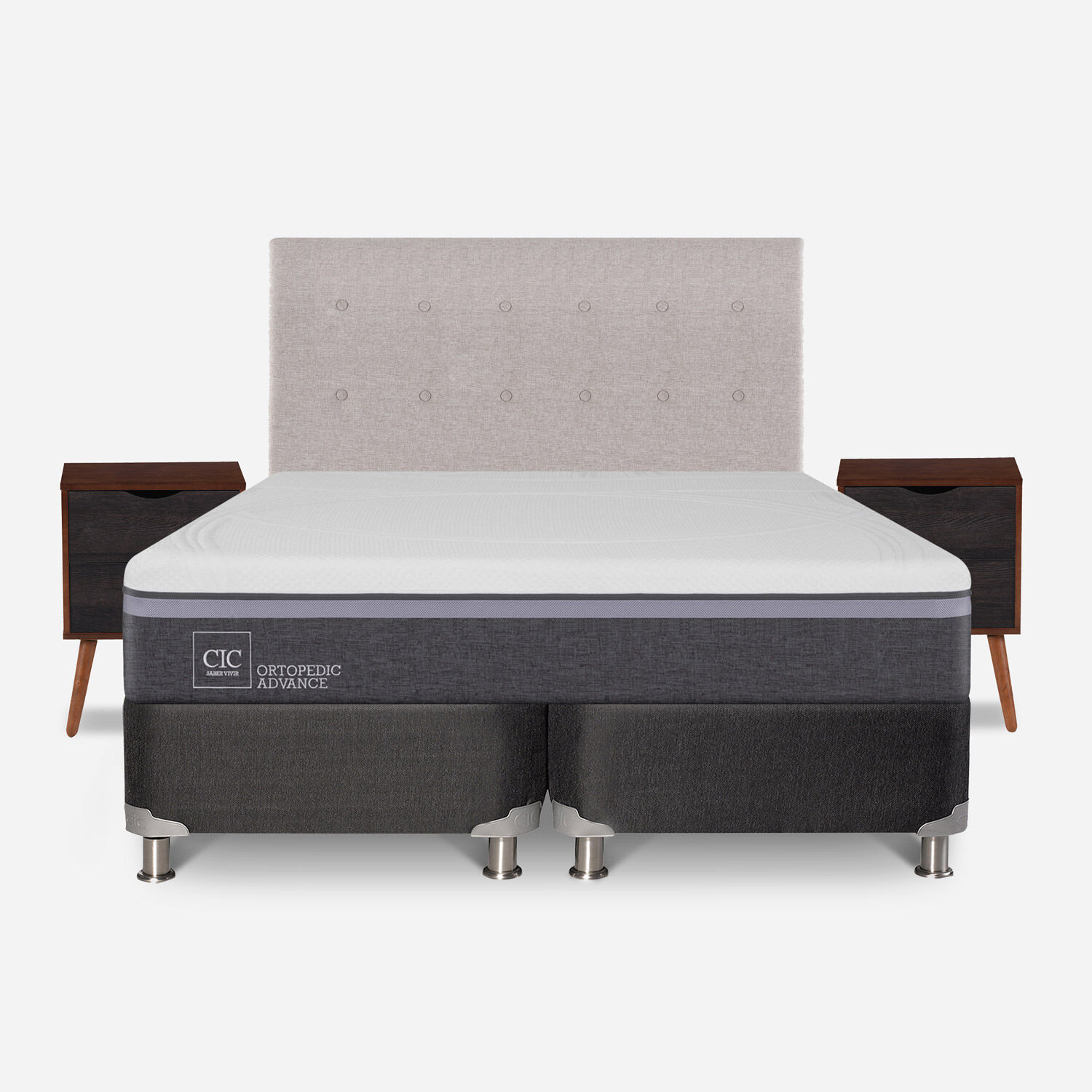 Box Spring 2 Plazas Ortopedic Advance Base Dividida 5 Zonas + Set Tigris