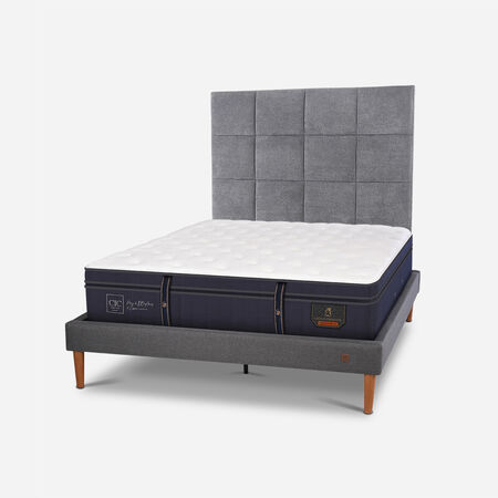 Cama Europea Curve 2 Plazas Grand Premium + Respaldo T&aacute;mesis