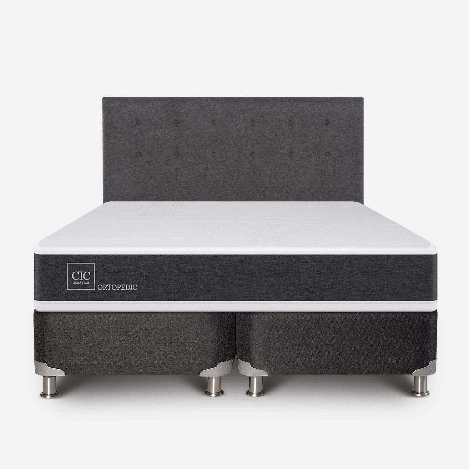 Box Spring 2 Plazas Ortopedic Base Dividida 5 Zonas + Respaldo &Eacute;ufrates