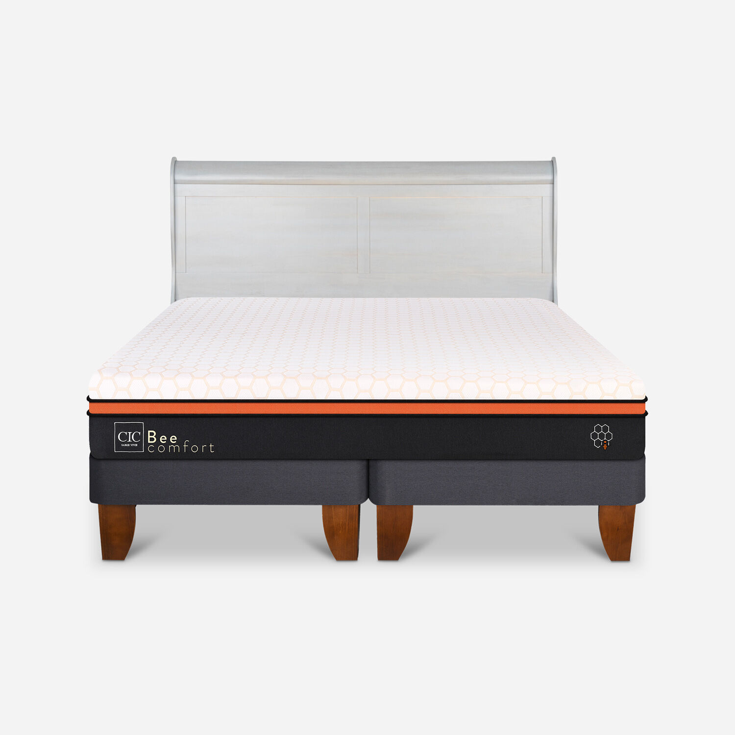 Cama Europea King Bee Comfort + Respaldo Miró Alpino