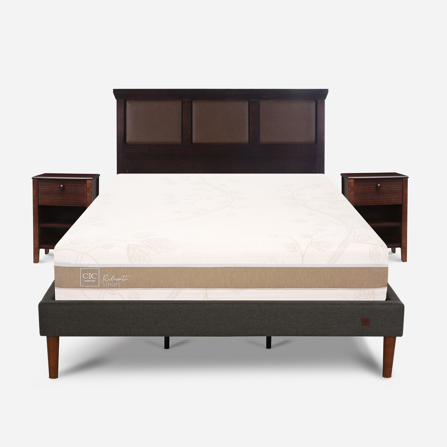 Cama Europea Curve King Rilassati Infinity + Set Torino Chocolate