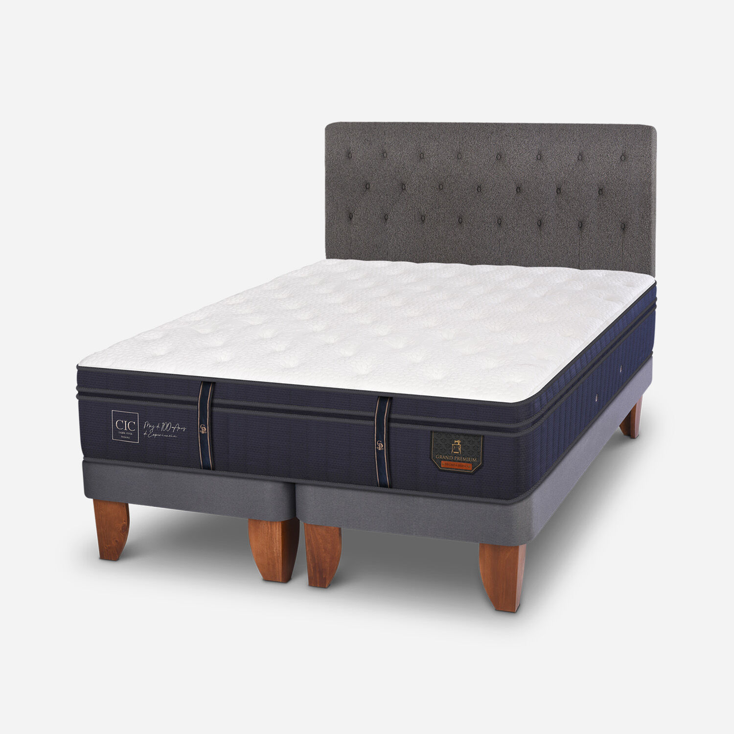 Cama Europea King Grand Premium + Respaldo Kavery