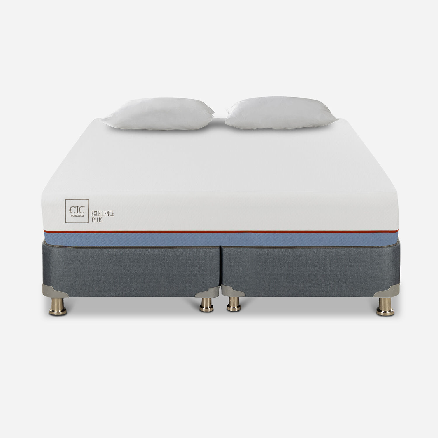 Cama Americana 2 Plazas Excellence Plus Base Dividida + Almohadas