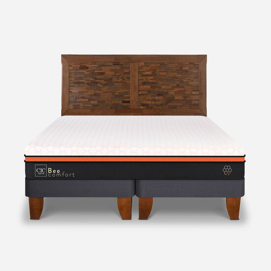 Cama Europea 2 Plazas Bee Comfort + Respaldo Antique