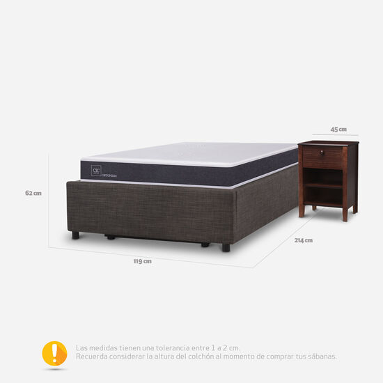 Cama Space Box 1.5 Plazas Ortopedic + Velador New Torino Choc