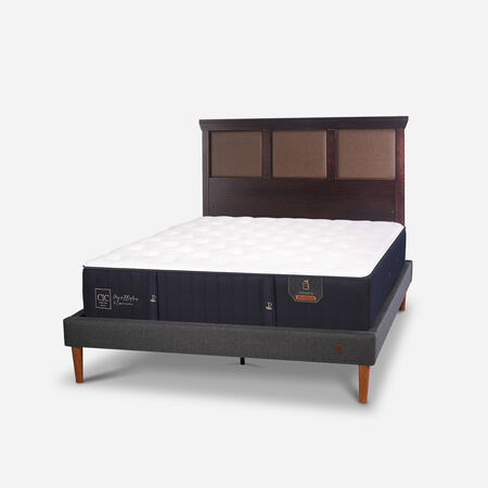 Cama Europea Curve 2 Plazas Premium + Respaldo Torino Chocolate