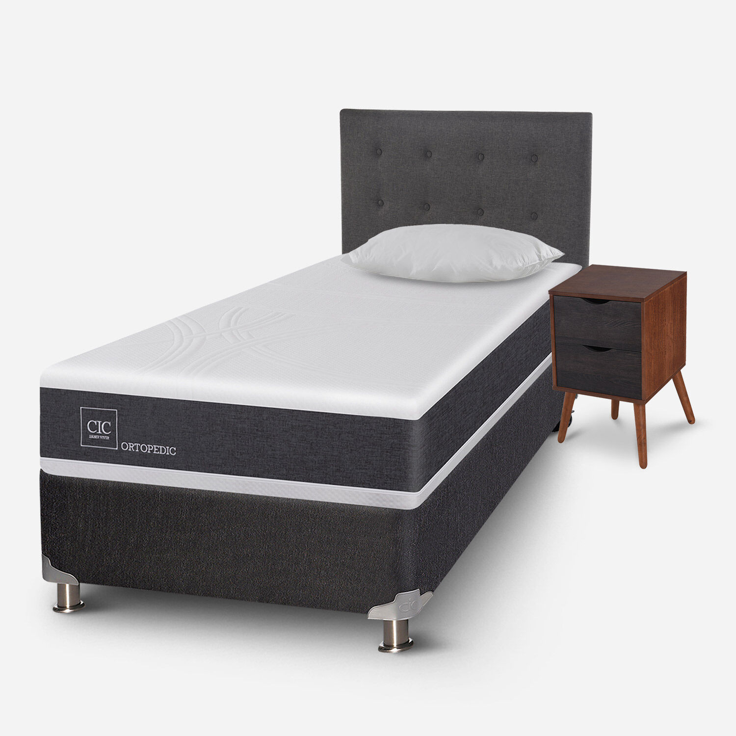 Box Spring 1,5 Plazas Ortopedic 5 Zonas + Almohada + Set &Eacute;ufrates