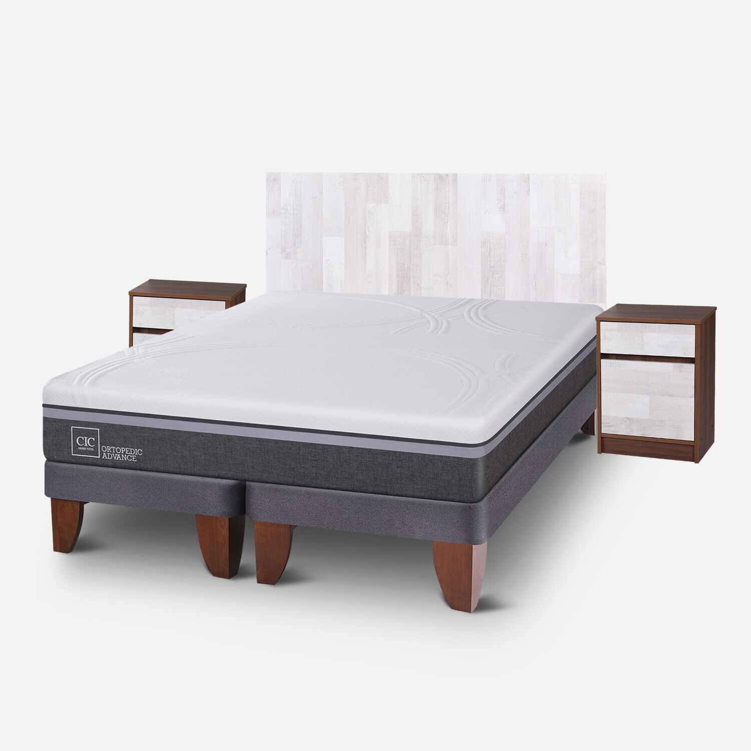Cama Europea King Ortopedic Advance + Set Legno