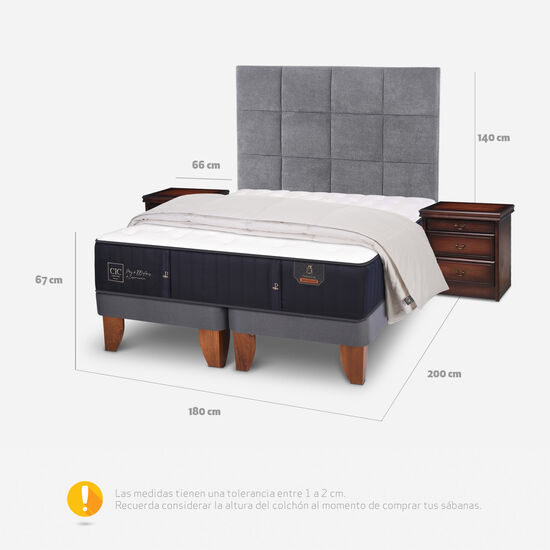 Cama Europea King Premium + Set Támesis + Almohadas 100% Pluma de Ganso