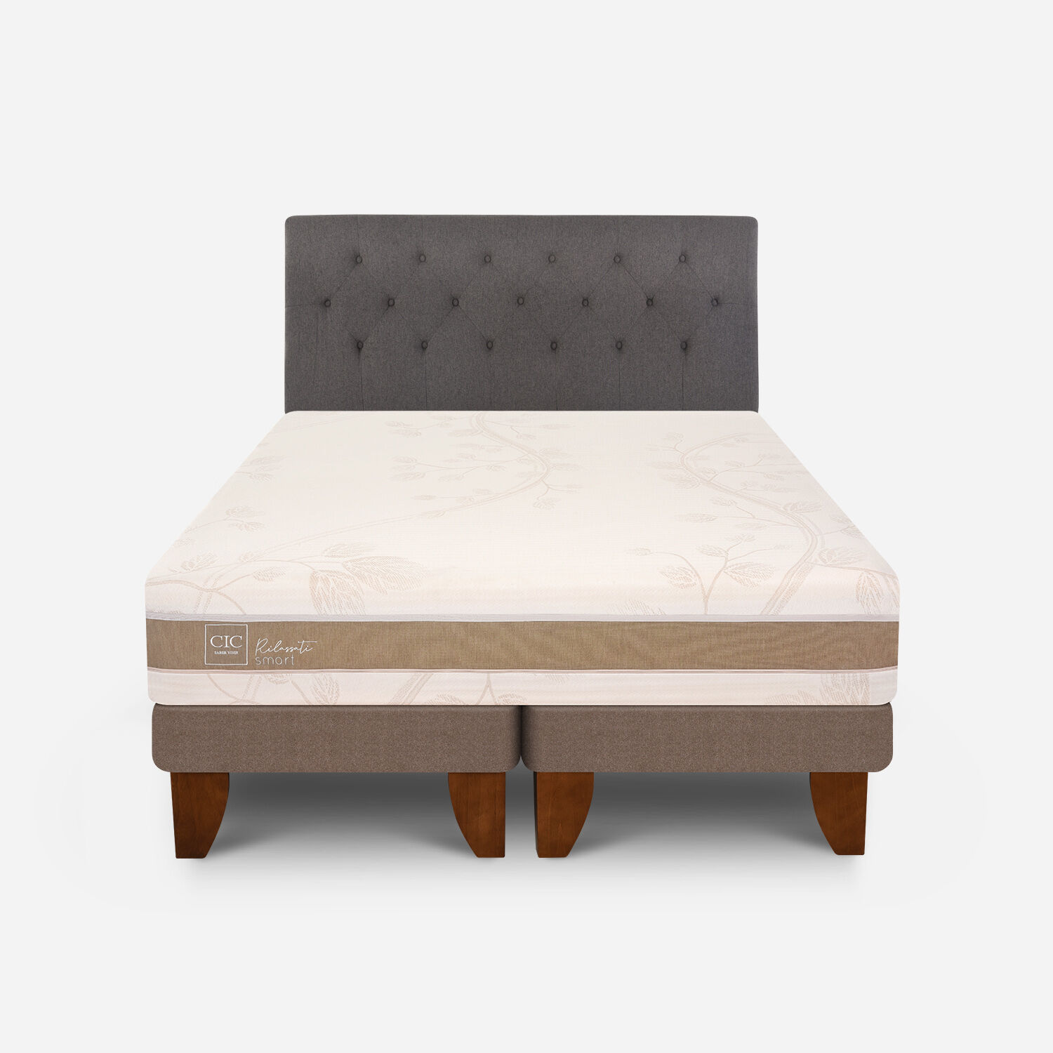 Cama Europea 2 Plazas Rilassati Infinity Base Dividida + Respaldo Kavery