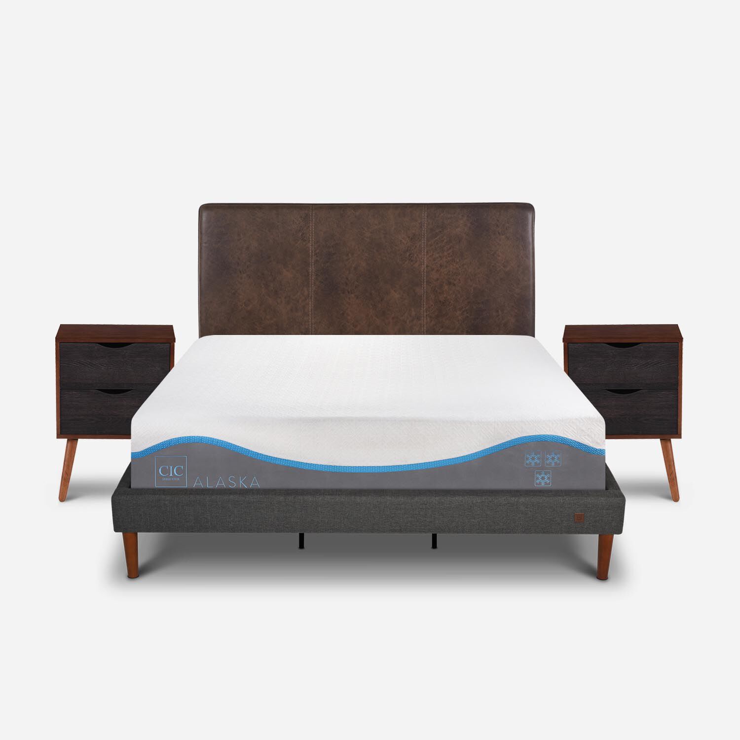 Cama Europea Curve King Alaska + Set Baker