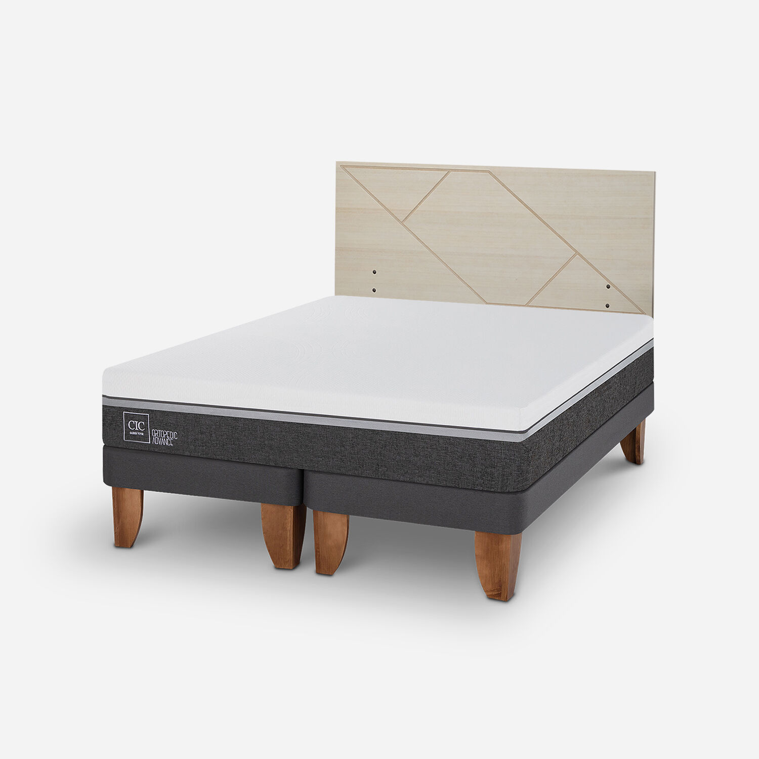 Cama Europea 2 Plazas Ortopedic Advance Base Dividida + Respaldo Villarrica Alpino