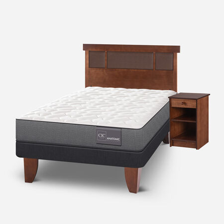Cama Europea 1,5 Plazas Anatomic + Set Dubl&iacute;n Caramel