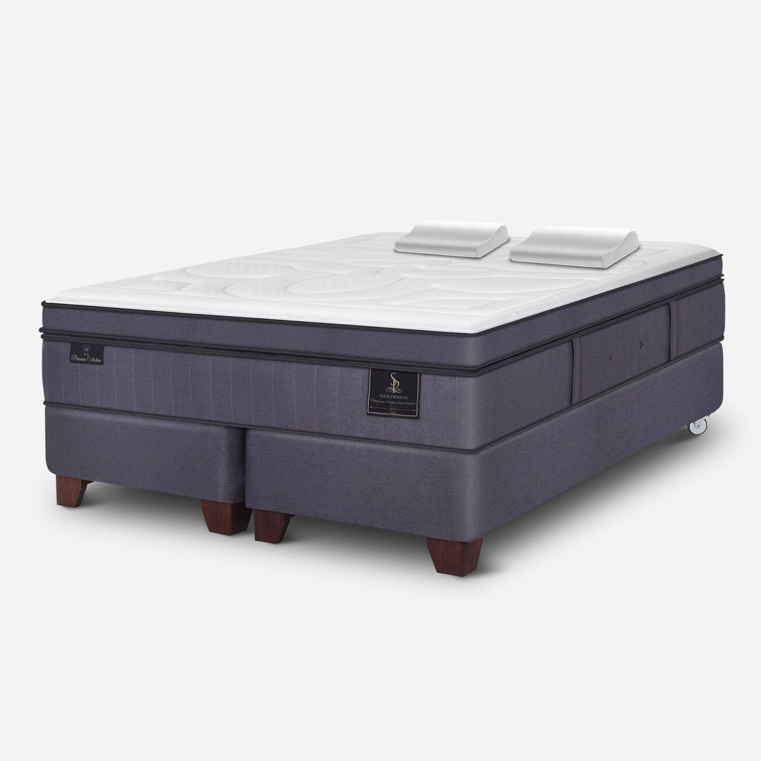 Box Spring King Super Premium + Almohadas Viscoel&aacute;sticas
