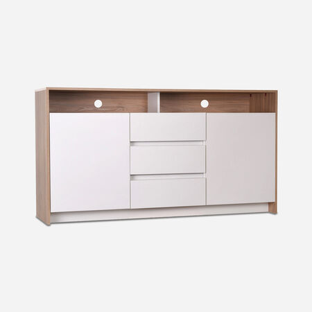 Rack Tv 60" 2 Puertas 3 Cajones Olmo Blanco Colb&uacute;n