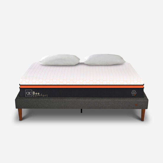 Cama Europea Curve 2 Plazas Bee Comfort + Almohadas