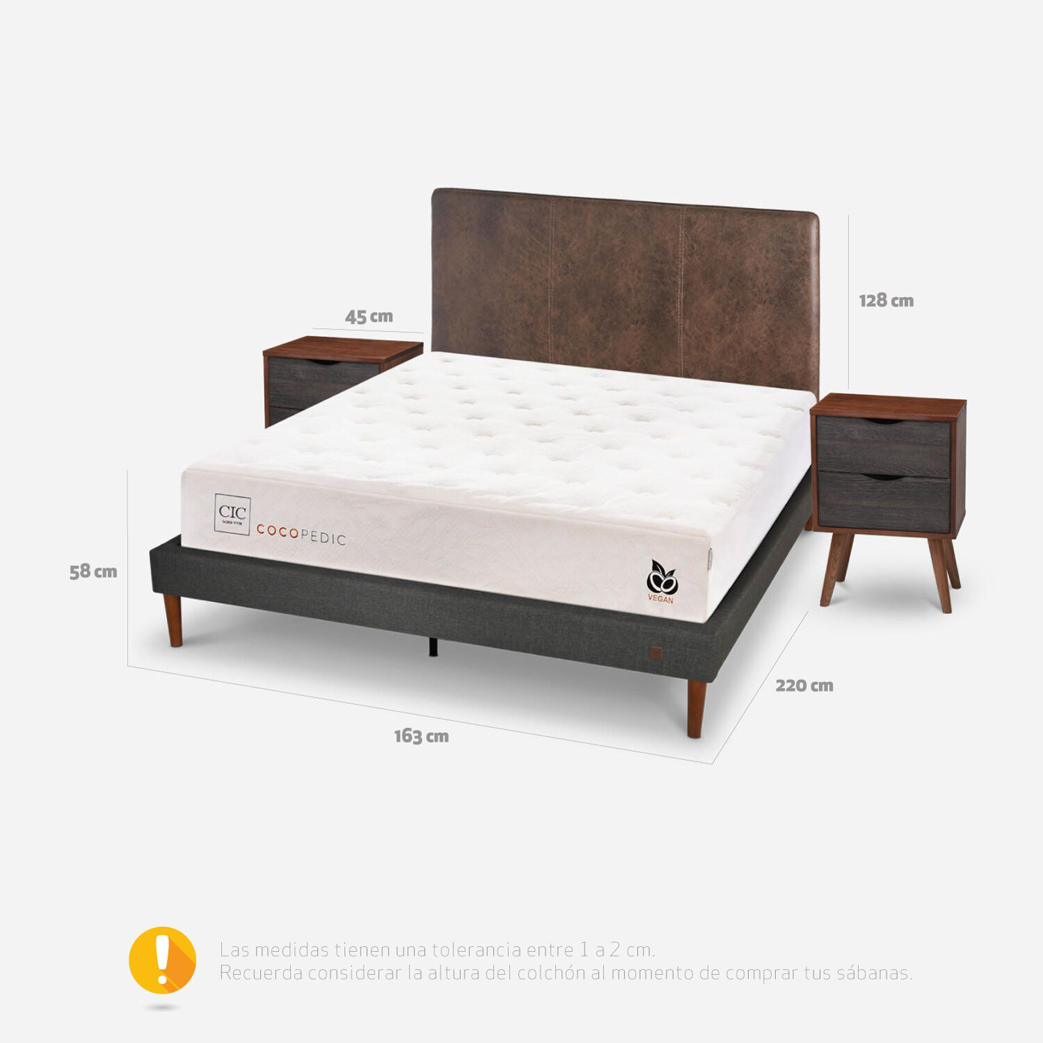 Cama Europea Curve 2 Plazas Cocopedic + Set Baker