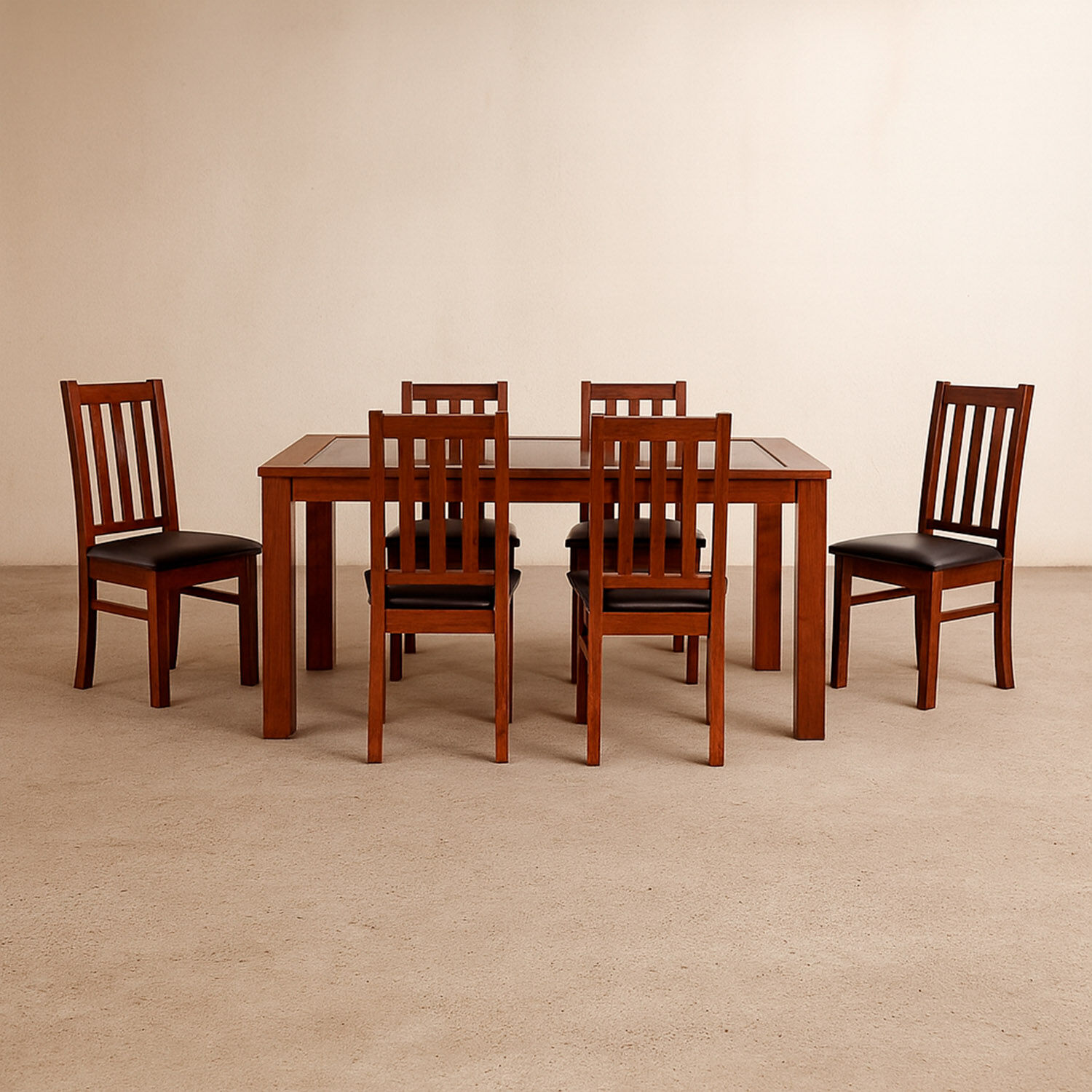 Comedor de Vidrio 6 Sillas &Ntilde;uble Caramelo - Pardo