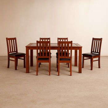 Comedor de Vidrio 6 Sillas &Ntilde;uble Caramelo - Pardo