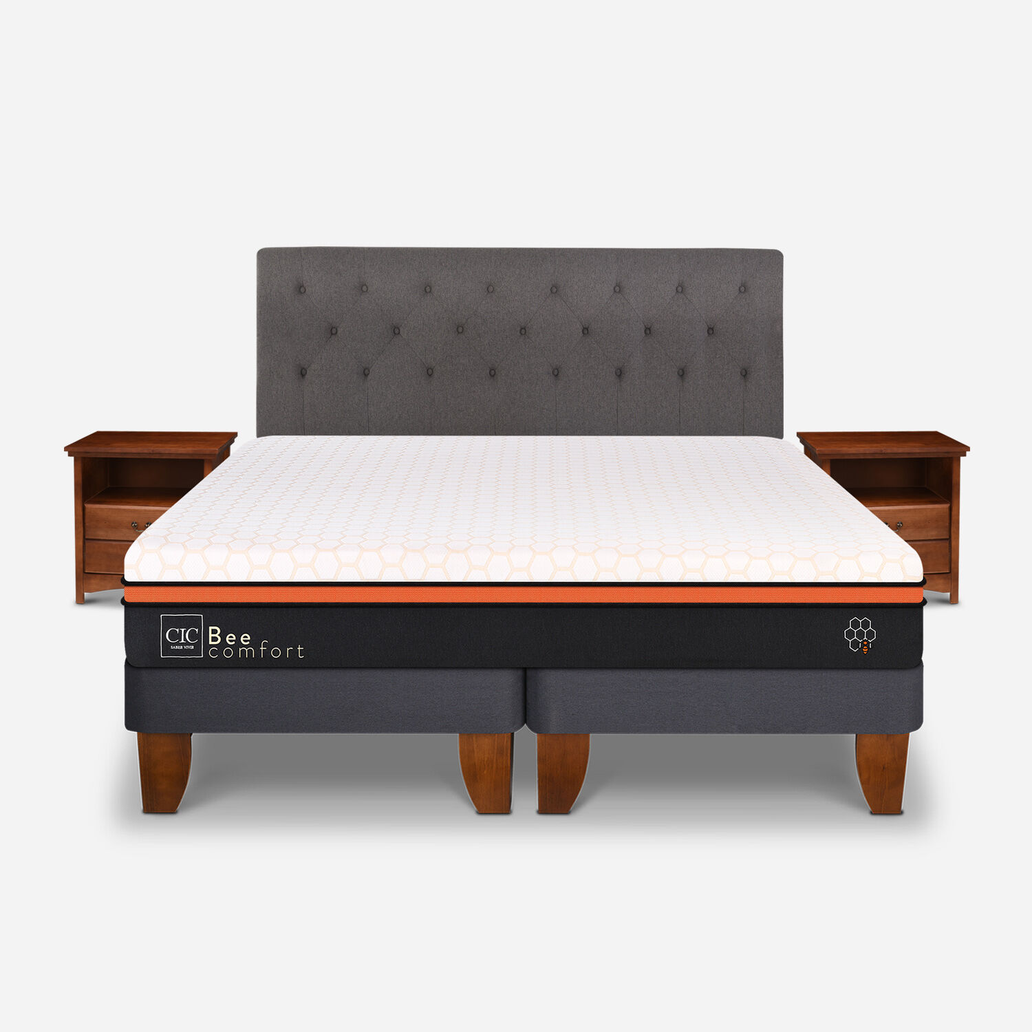 Cama Europea King Bee Comfort + Set Kavery