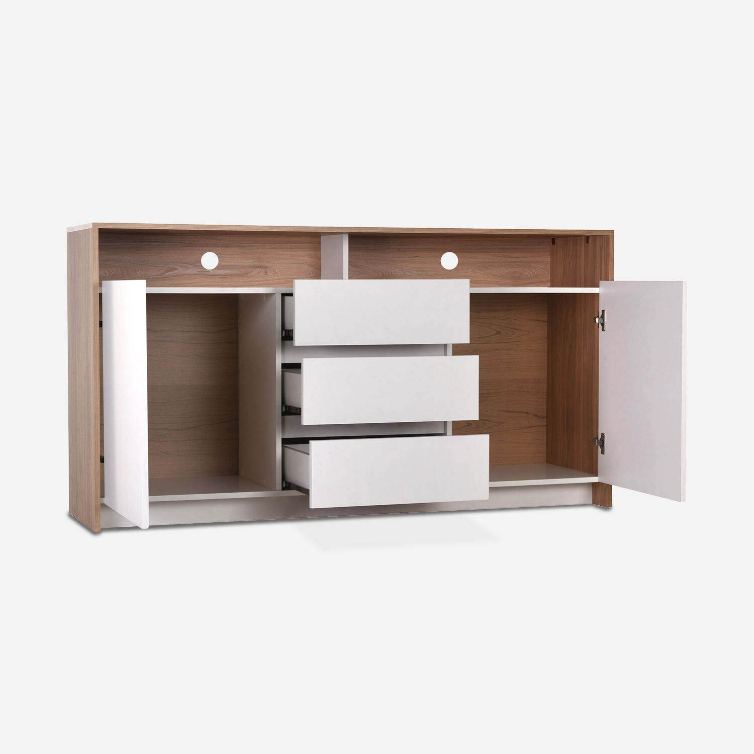 Rack Tv 60" 2 Puertas 3 Cajones Olmo Blanco Colbún