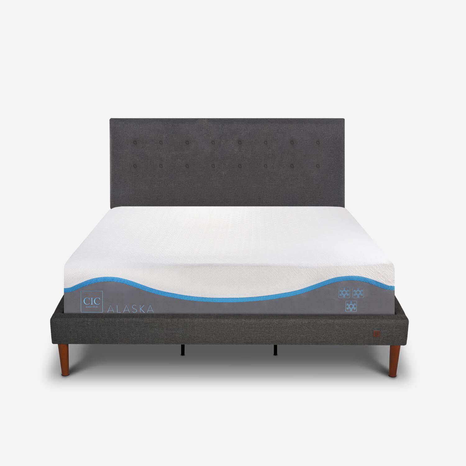 Cama Europea Curve King Alaska + Respaldo &Eacute;ufrates