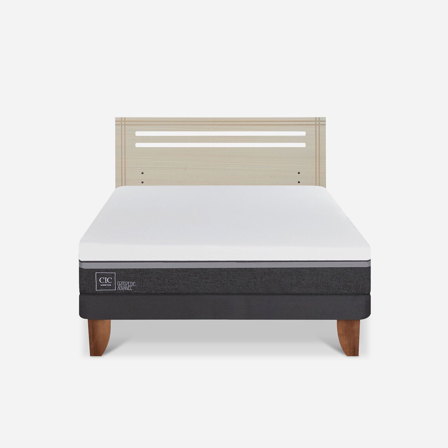 Cama Europea 2 Plazas Ortopedic Advance Base Normal + Respaldo Múnich Alpino
