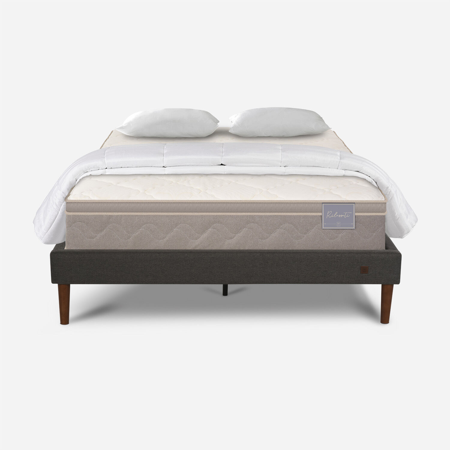 Cama Europea Curve 2 Plazas Rilassati + Almohadas + Plum&oacute;n