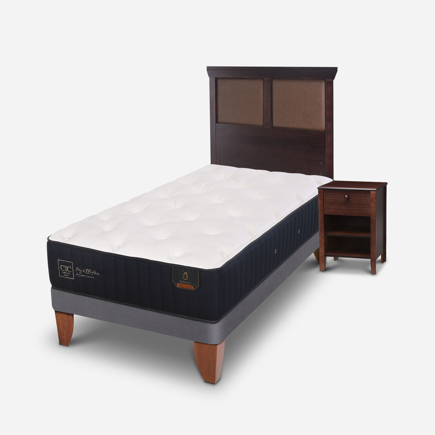 Cama Europea 1.5 Plazas Premium + Set Torino Choc