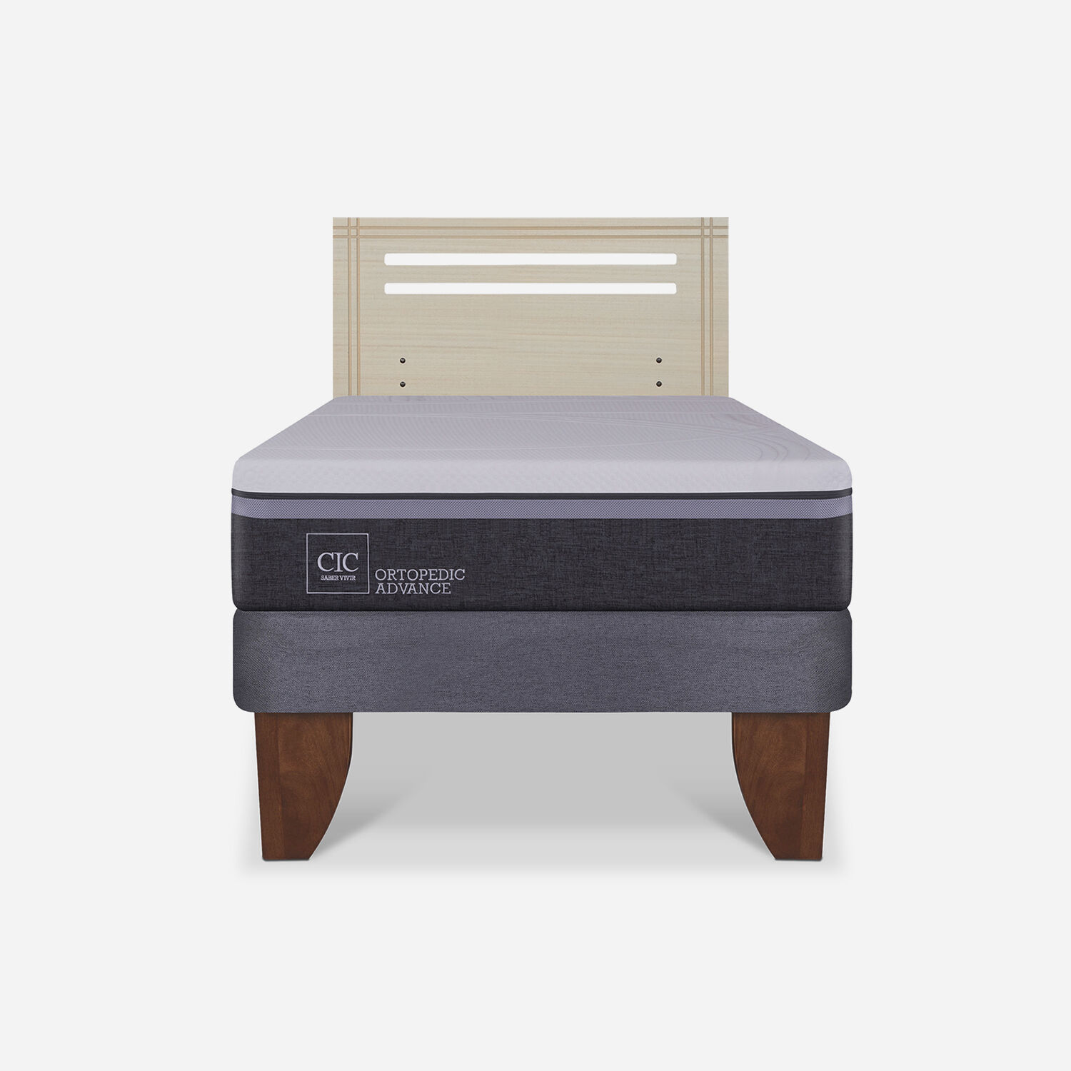 Cama Europea 1,5 Plazas Ortopedic Advance + Respaldo M&uacute;nich Alpino