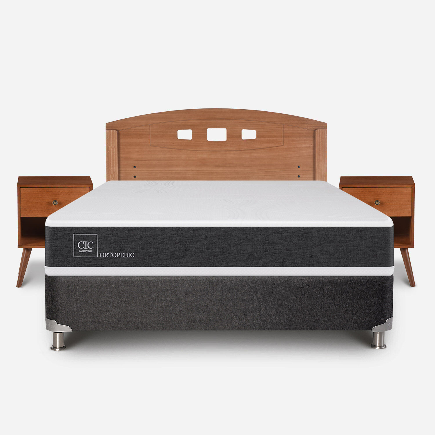 Box Spring 2 Plazas Ortopedic Base Normal 5 Zonas + Set Gales Caramel