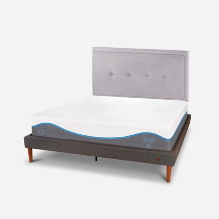 Cama Europea Curve 2 Plazas Alaska + Respaldo Ganges
