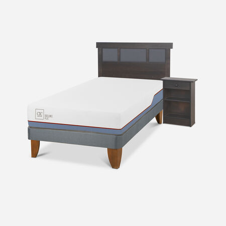 Cama Europea 1,5 Plazas Excellence Plus + Set Dubl&iacute;n Gris