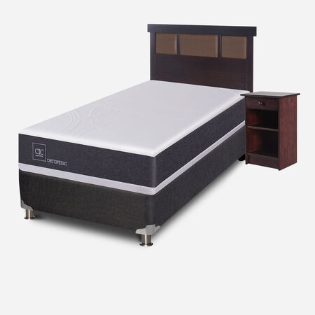 Box Spring 1 Plaza Ortopedic 5 Zonas + Set Dubl&iacute;n Chocolate