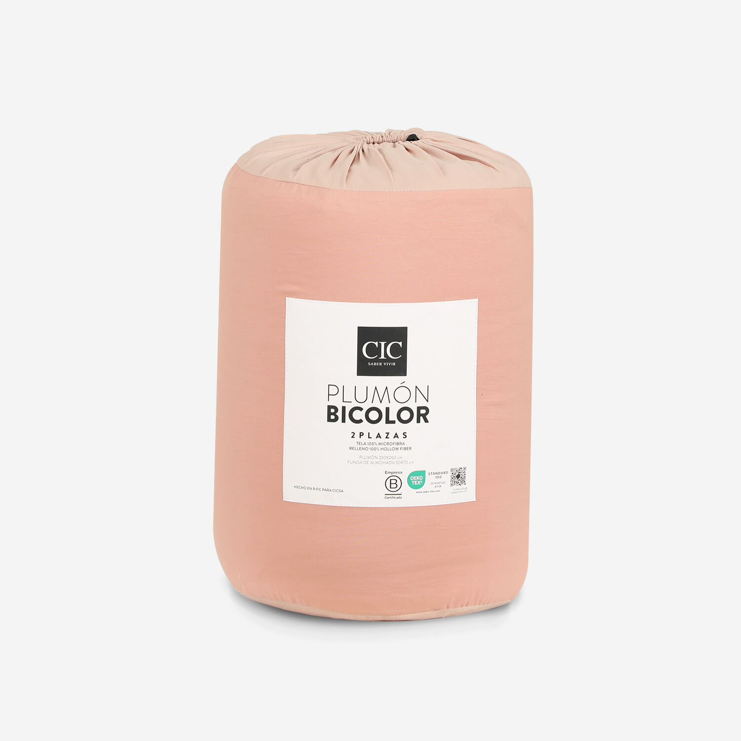 Plumón 2 Plazas Bicolor Taupe / Rosa